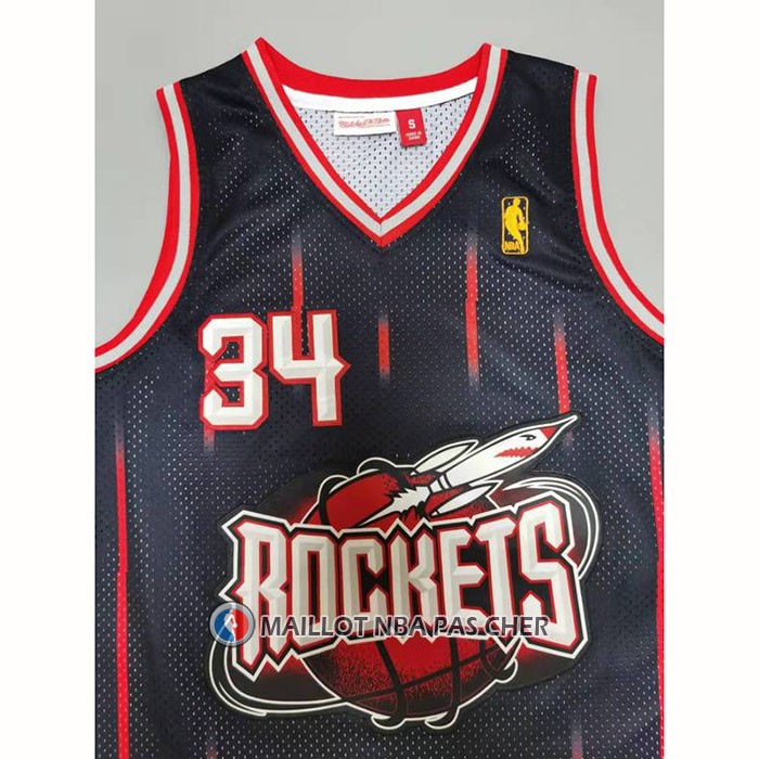 Maillot Houston Rockets Hakeem Olajuwon NO 34 Mitchell & Ness 1996-97 Noir
